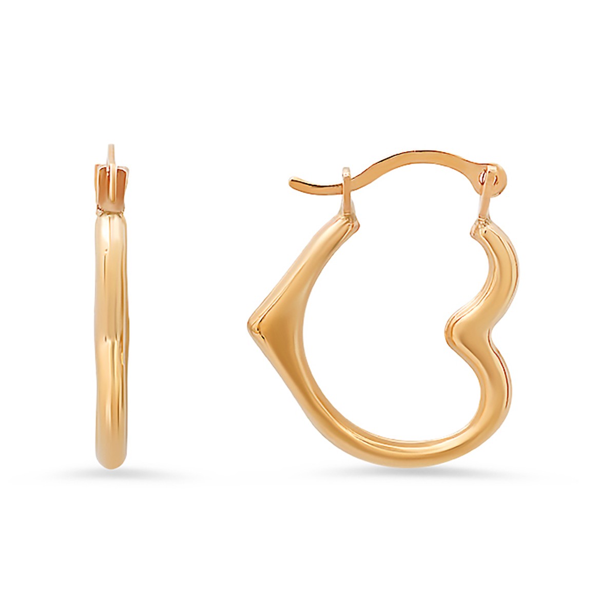 10k Yellow Gold Heart Shaped Huggy Hoop Earrings - Ruumur