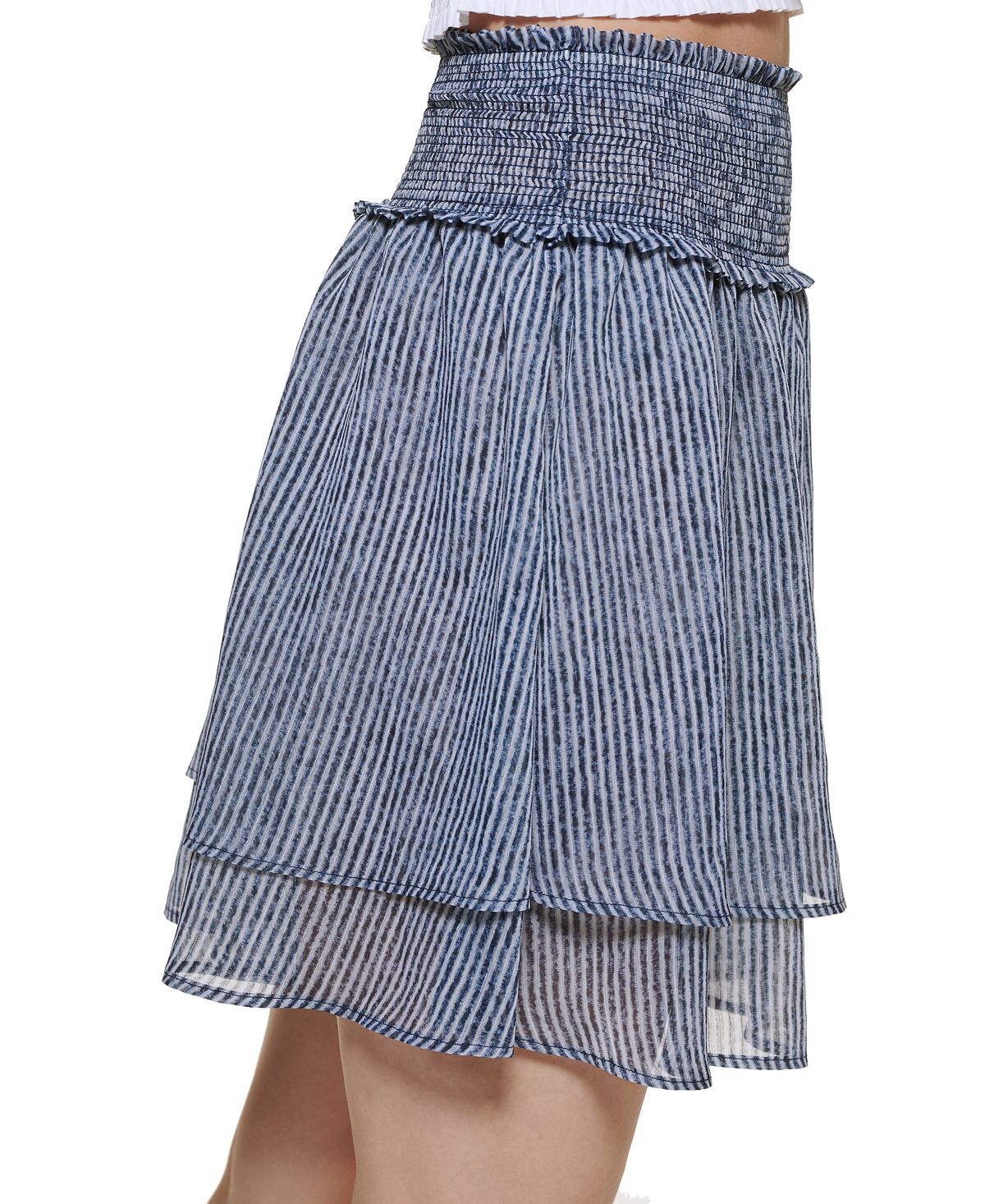 DKNY Women's Tiered Ruffled Skirt Blue Size X-Large