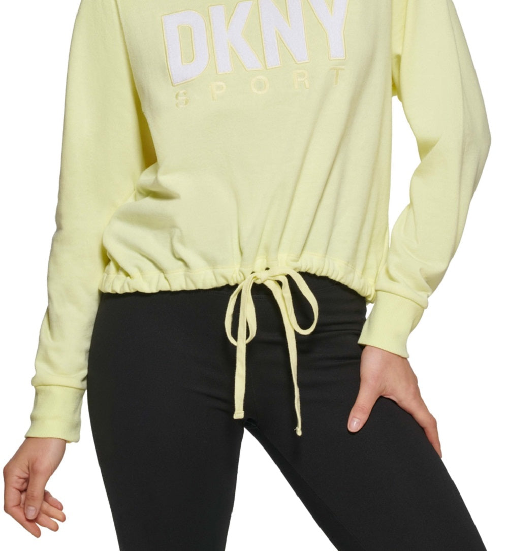 DKNY Women's Drawstring Hem Hoodie Yellow Size X-Large