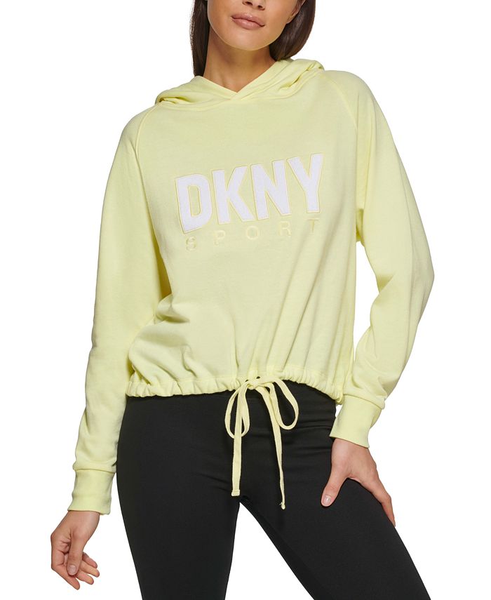 DKNY Women's Drawstring Hem Hoodie Yellow Size Medium