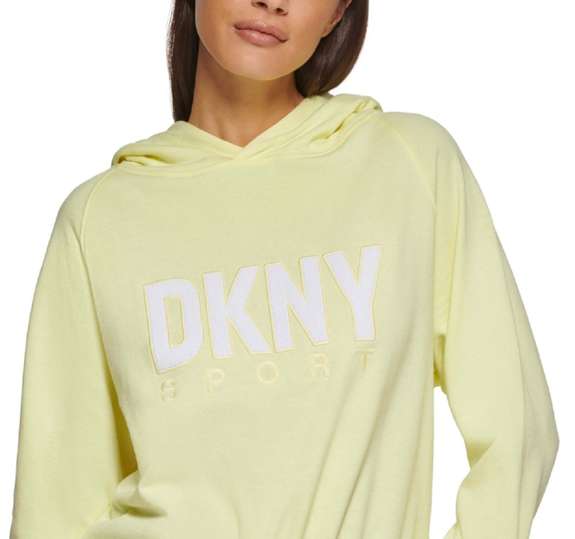 DKNY Women's Drawstring Hem Hoodie Yellow Size Medium