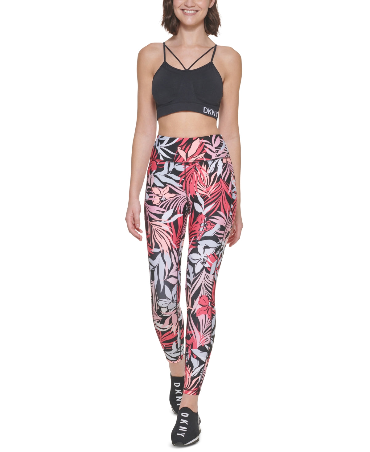 DKNY Women's Printed High Waist 7/8 Leggings Pink Size Small - Ruumur