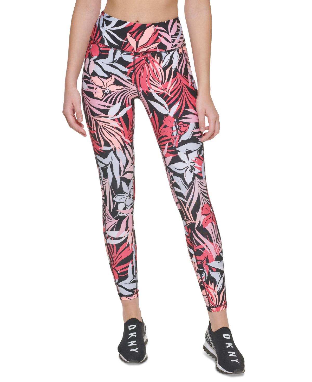 DKNY Women's Printed High Waist 7/8 Leggings Pink Size X -Small