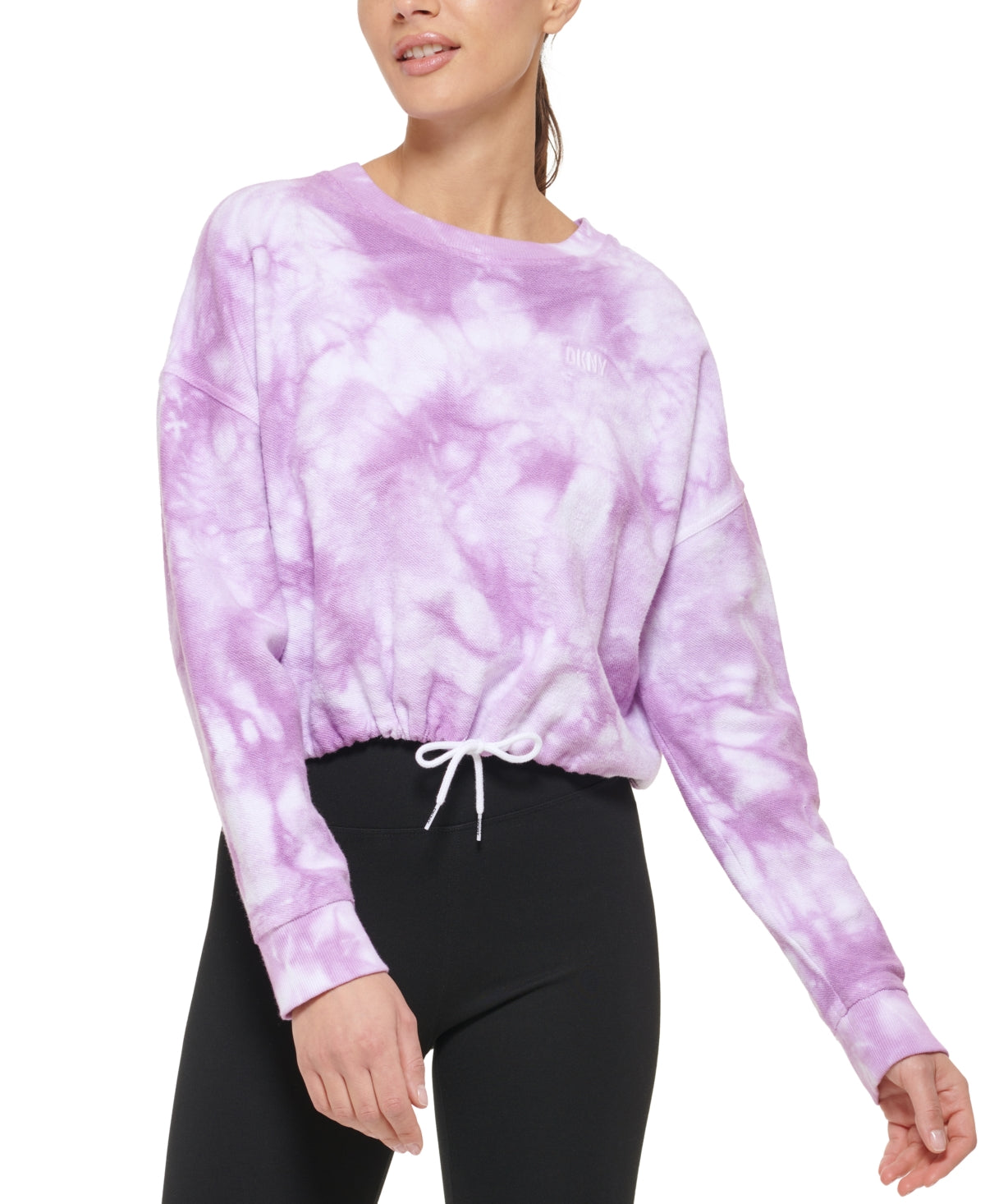 DKNY Women's Cotton Tie Dyed Sweatshirt Purple Size Large