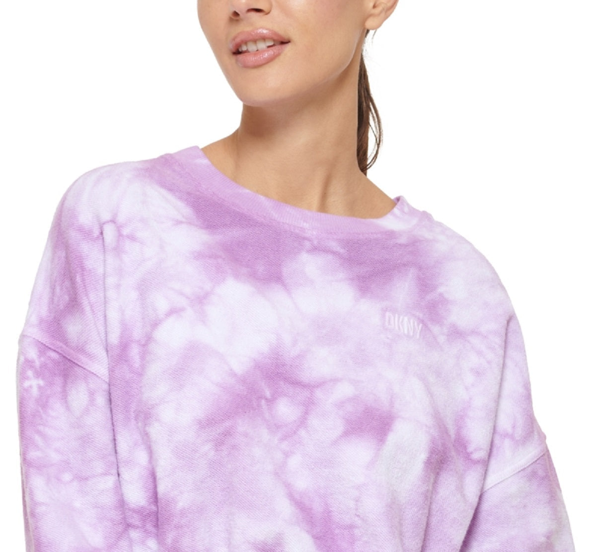 DKNY Women's Cotton Tie Dyed Sweatshirt Purple Size Large