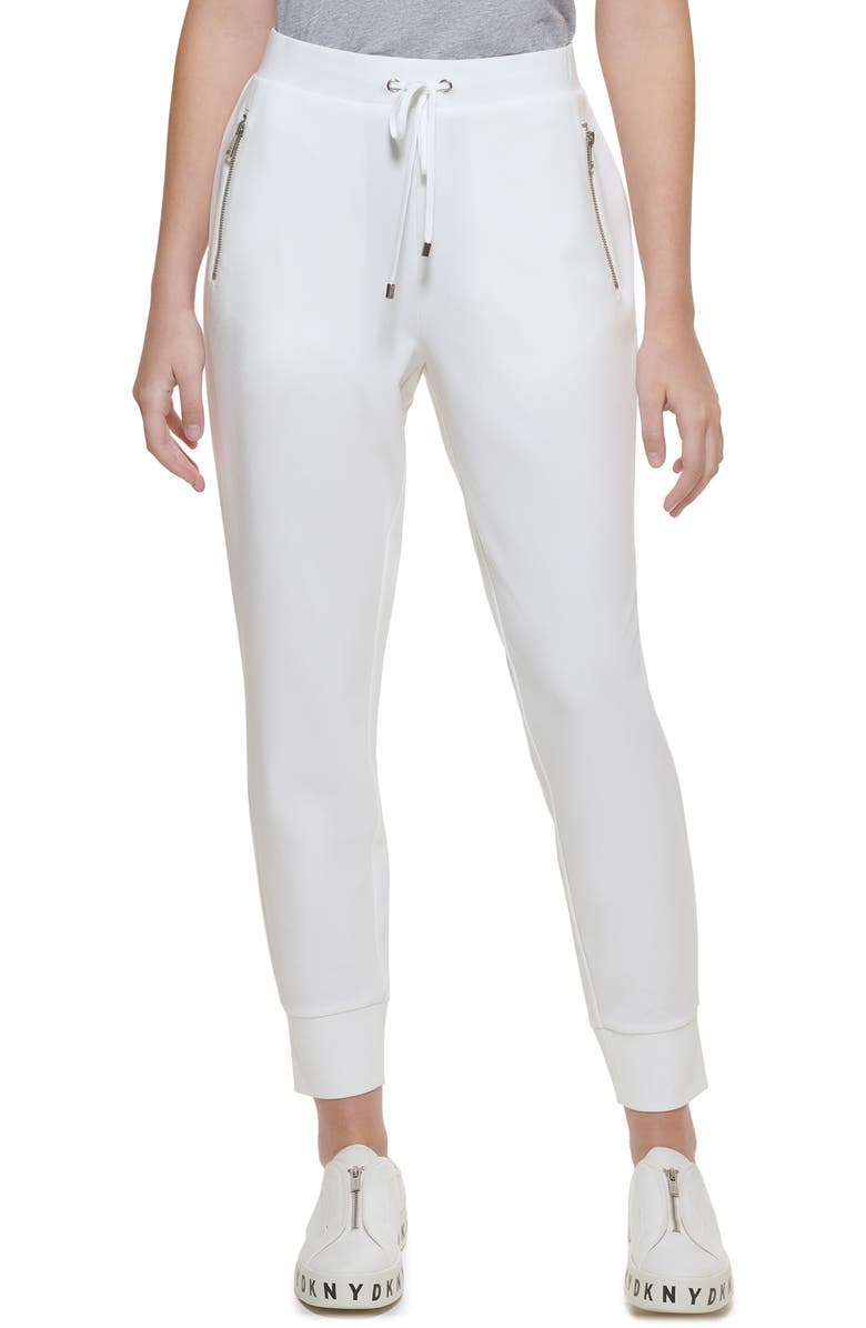 DKNY Women's Zip Pocket Joggers White Size Medium