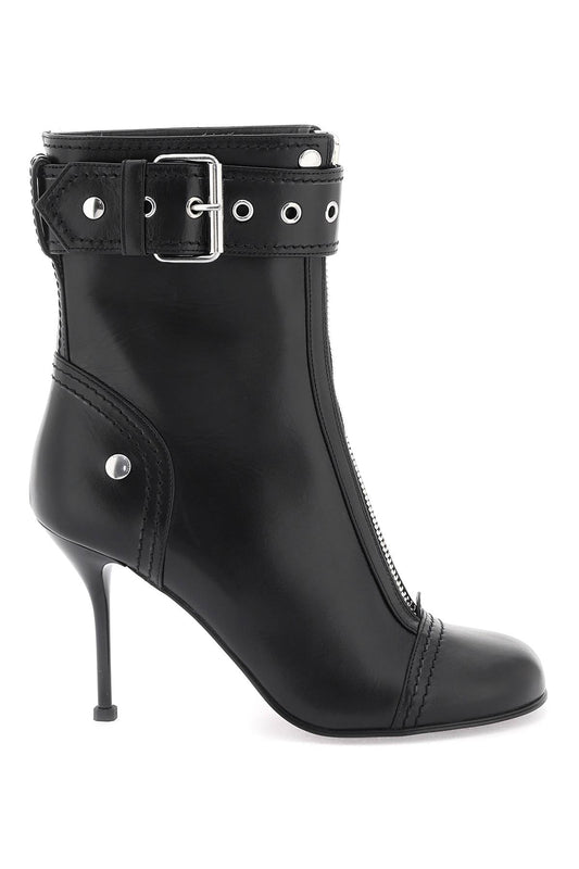 Alexander Mcqueen Leather Ankle Boots With Buckle