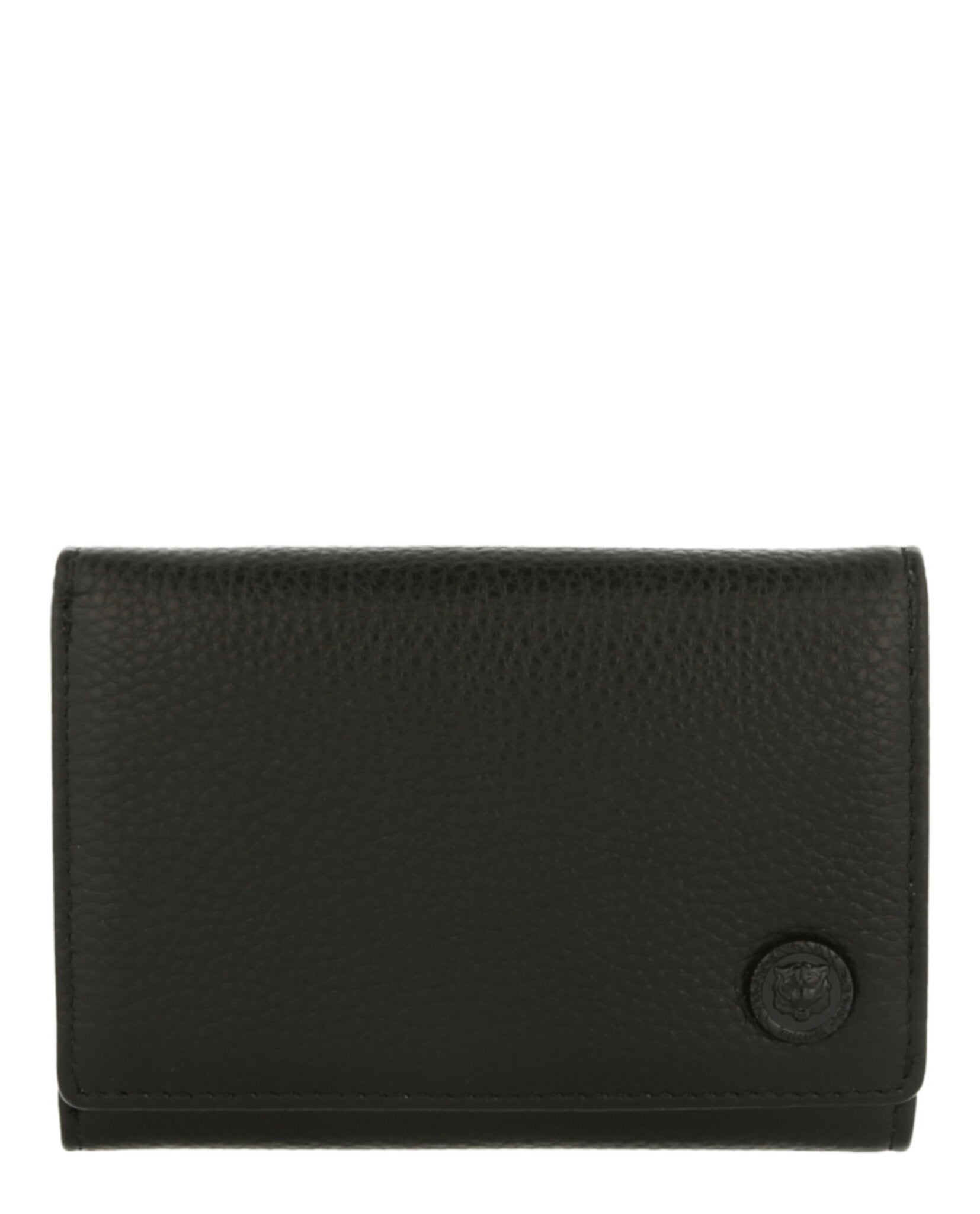 title:Logo Plaque Trifold Wallet;color:Black