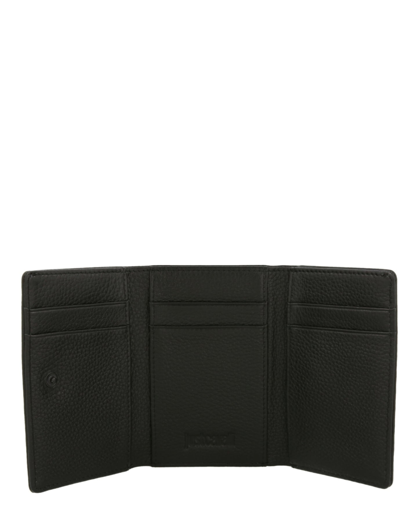 title:Logo Plaque Trifold Wallet;color:Black