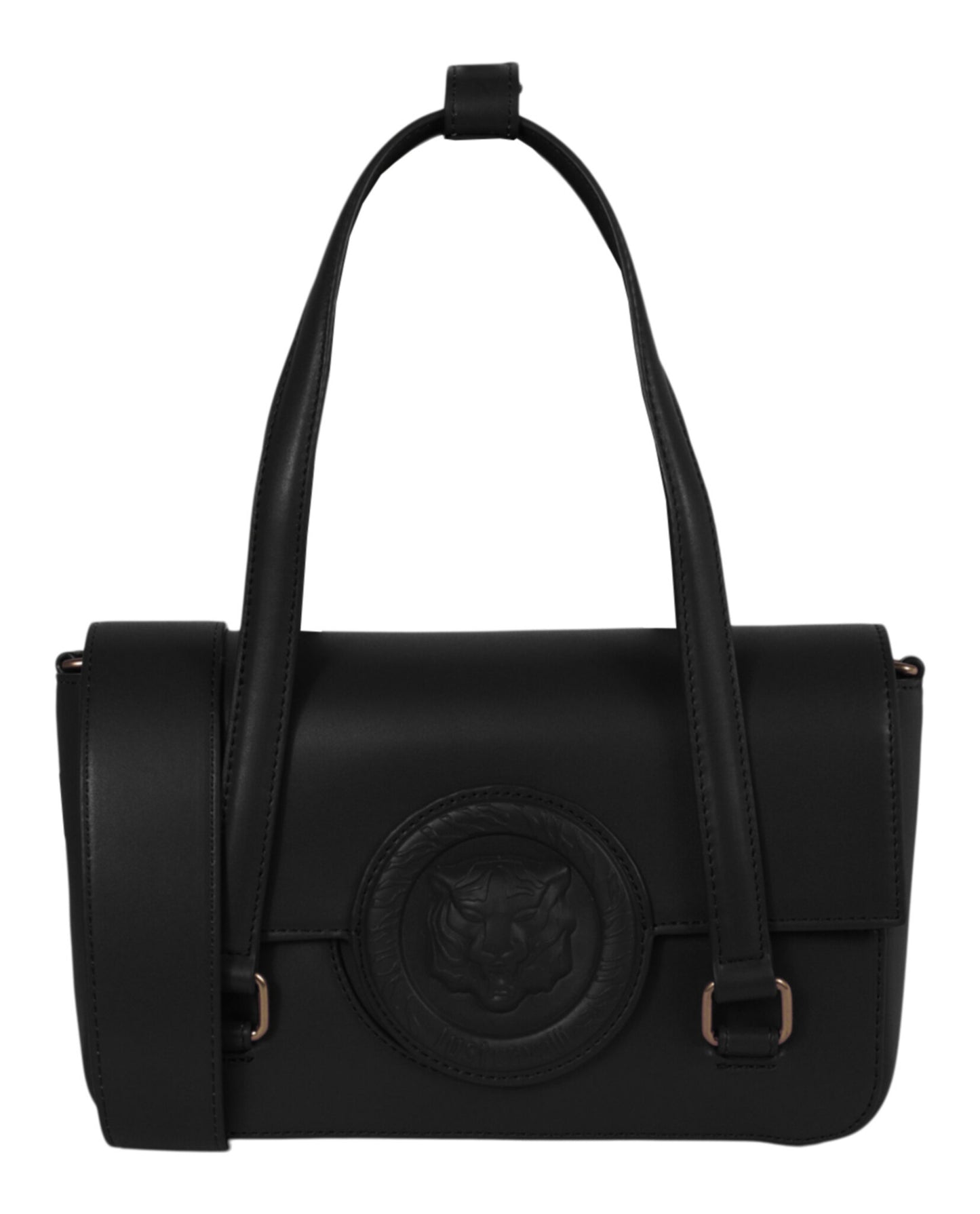 title:Just Cavalli Monochromatic Logo Small Shoulder Bag;color:Black rectangle