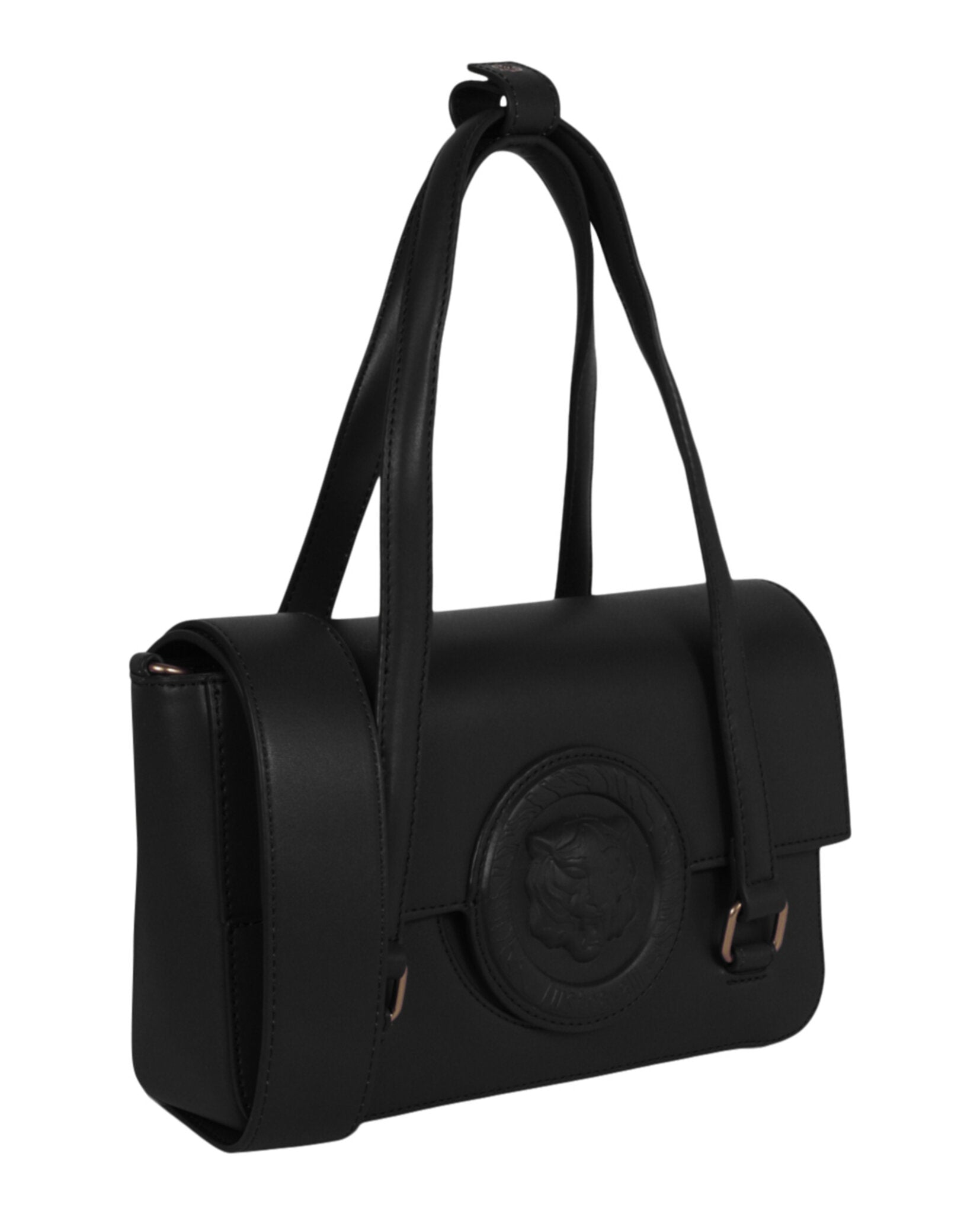 title:Just Cavalli Monochromatic Logo Small Shoulder Bag;color:Black rectangle