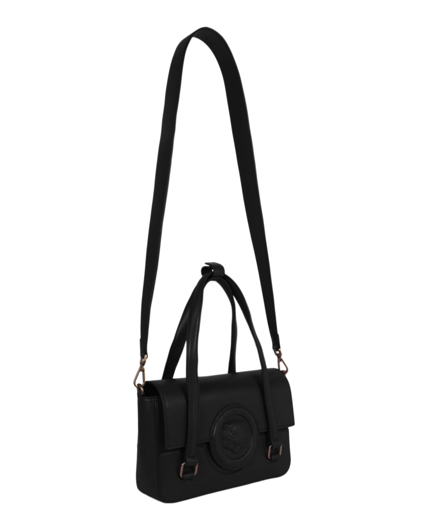 title:Just Cavalli Monochromatic Logo Small Shoulder Bag;color:Black rectangle