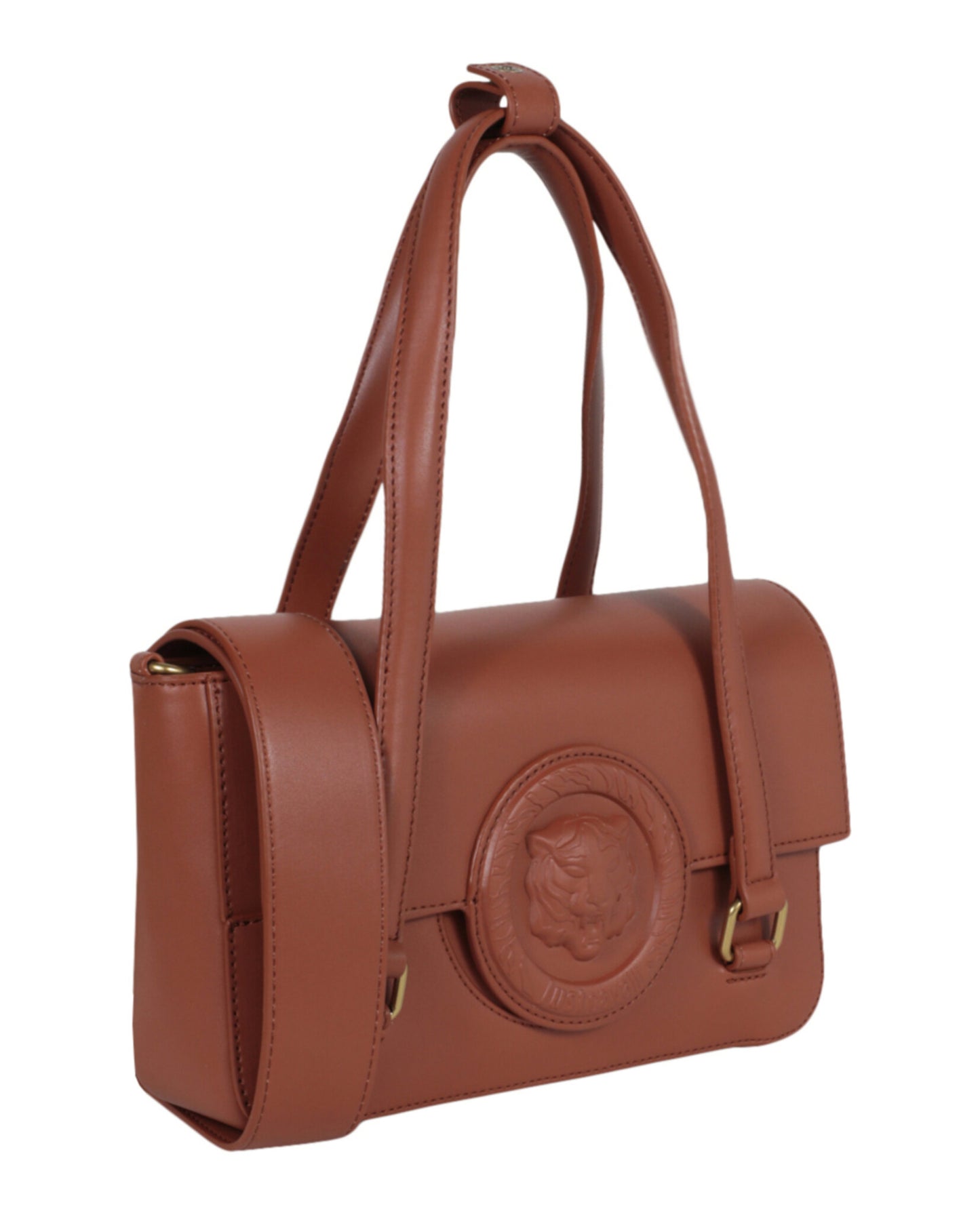 title:Just Cavalli Monochromatic Logo Small Shoulder Bag;color:Brown