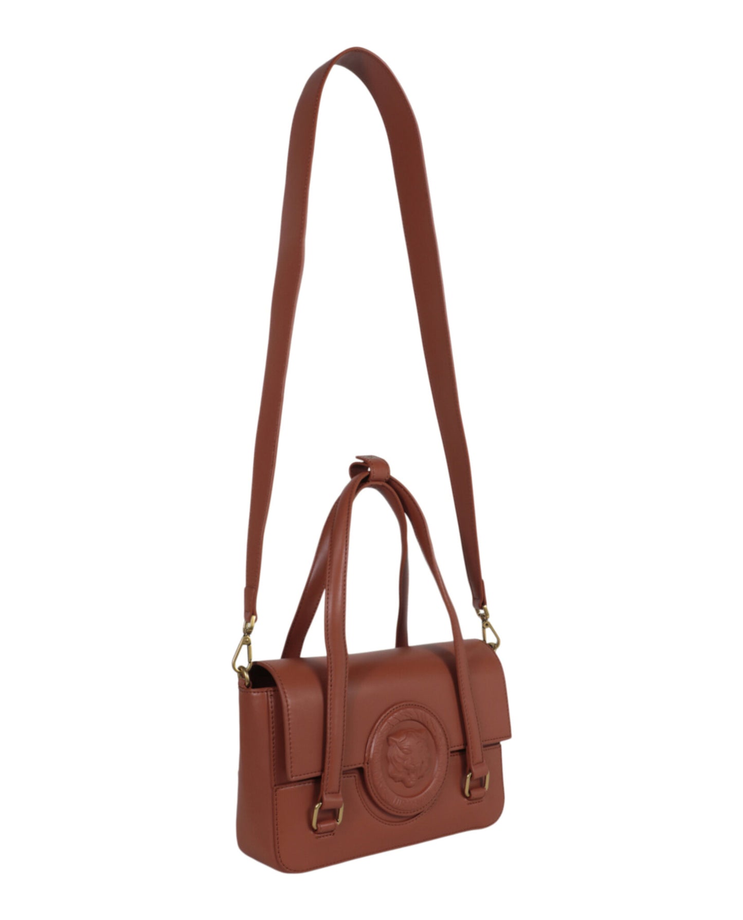 title:Just Cavalli Monochromatic Logo Small Shoulder Bag;color:Brown