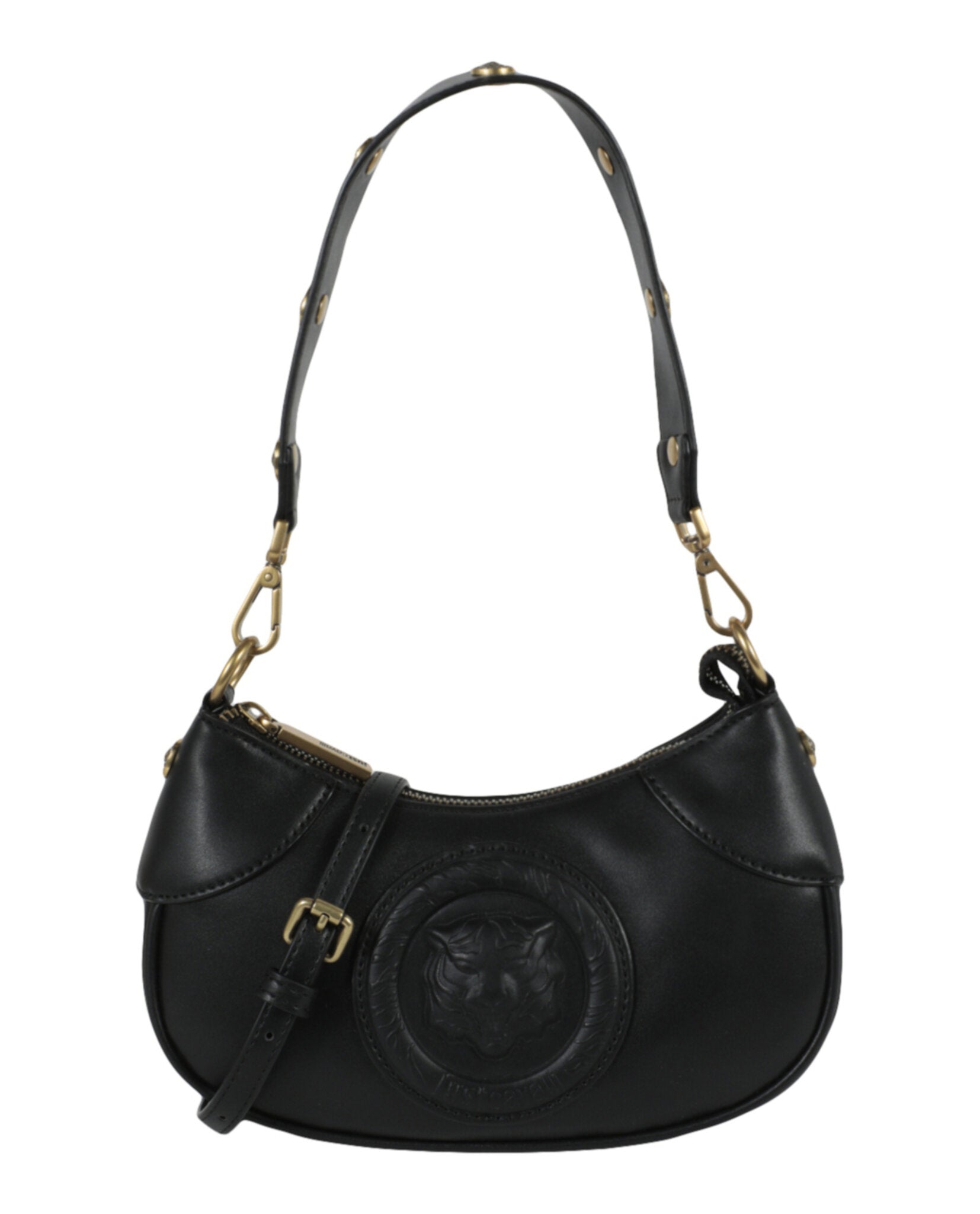 title:Just Cavalli Monochromatic Logo Small Shoulder Bag;color:Black