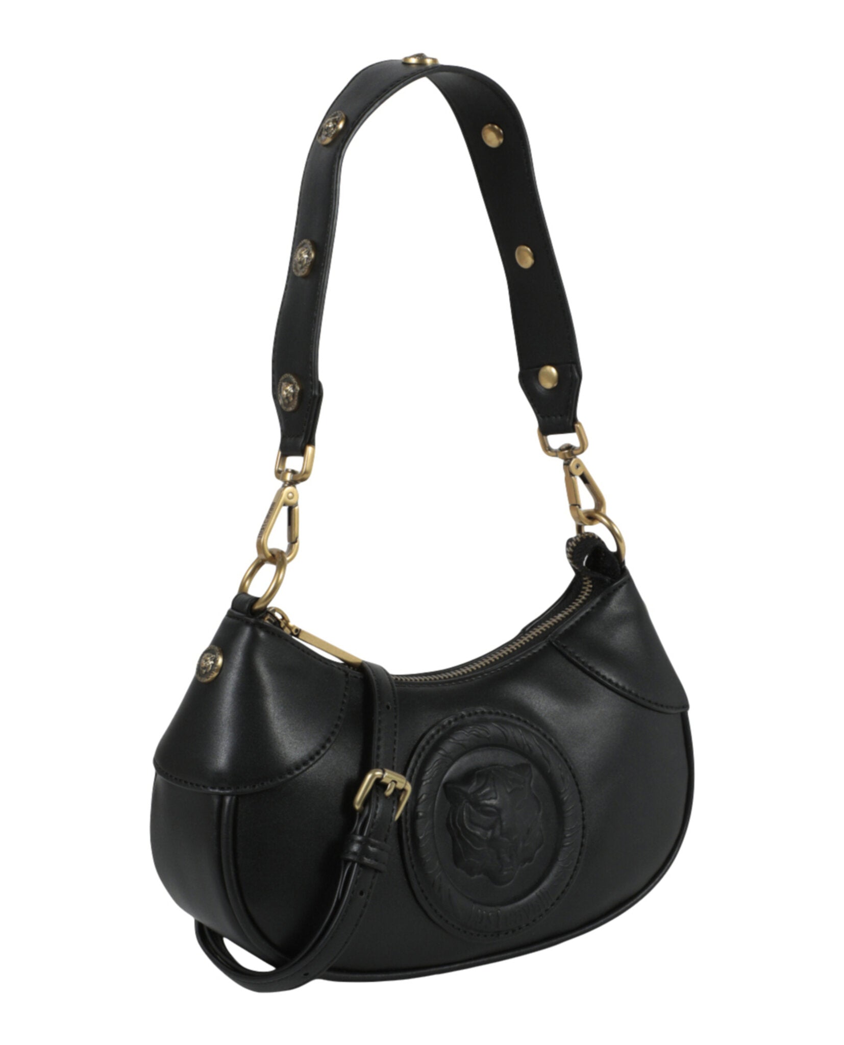 title:Just Cavalli Monochromatic Logo Small Shoulder Bag;color:Black