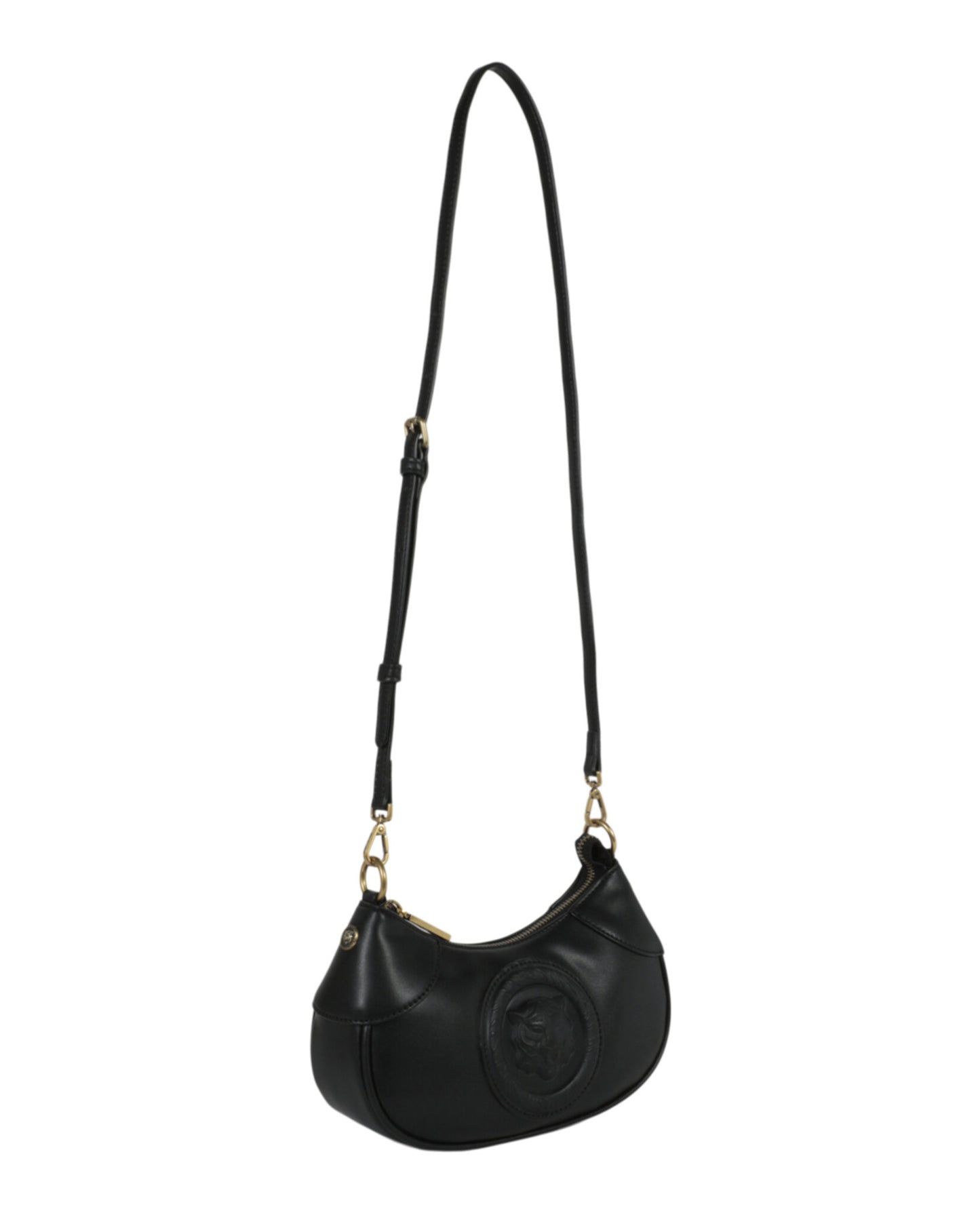 title:Just Cavalli Monochromatic Logo Small Shoulder Bag;color:Black