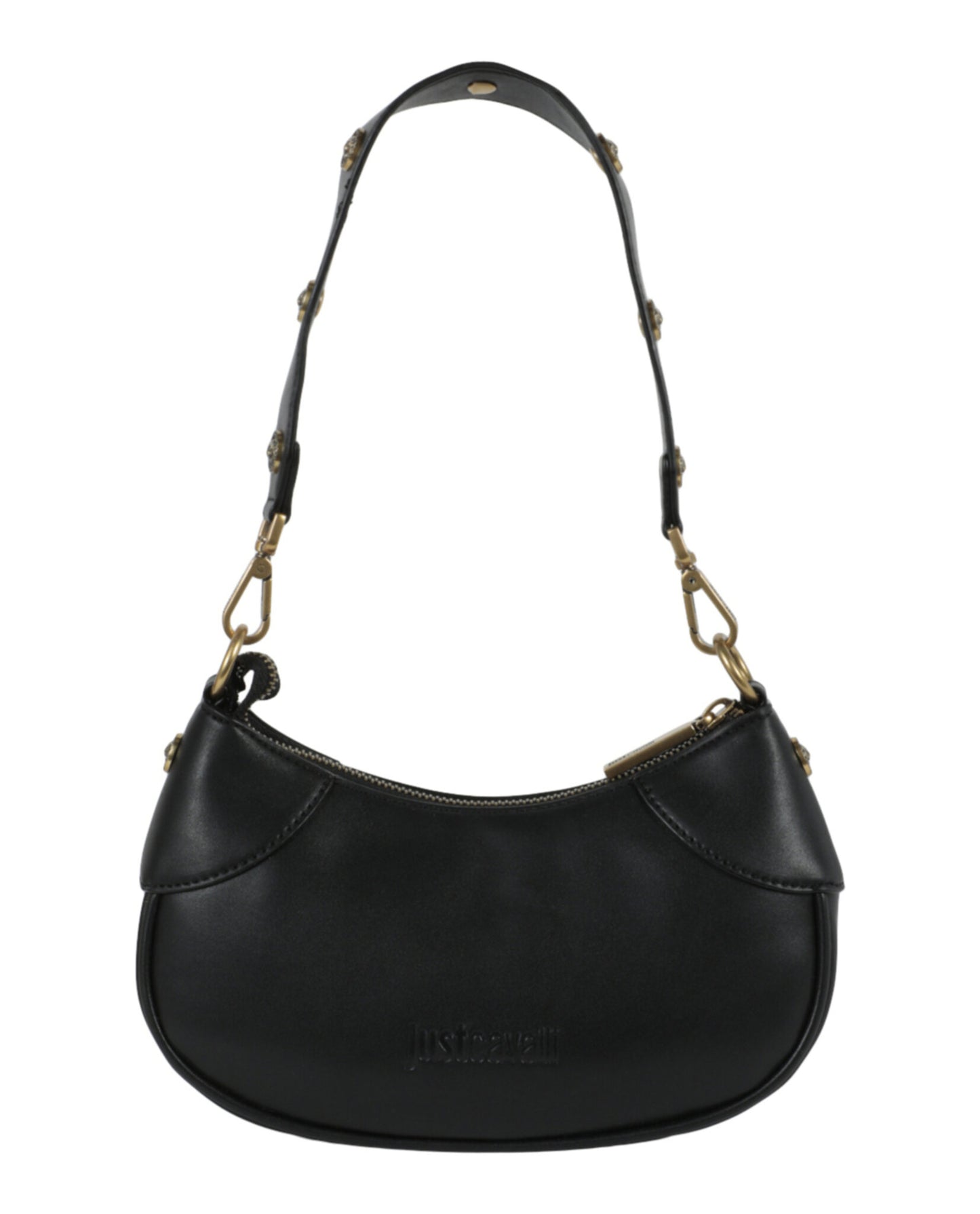 title:Just Cavalli Monochromatic Logo Small Shoulder Bag;color:Black