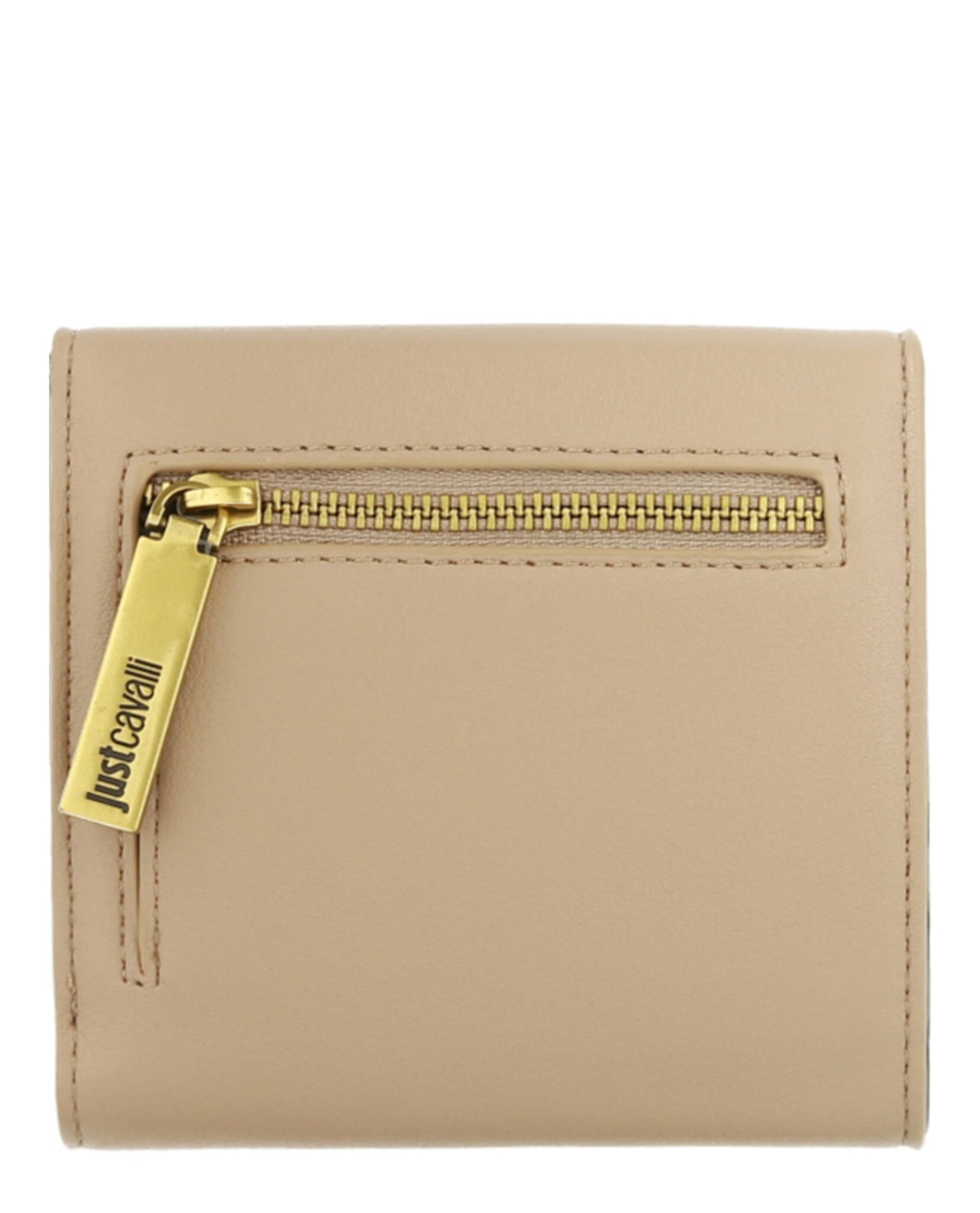 title:Logo Plaque Compact Wallet;color:Taupe