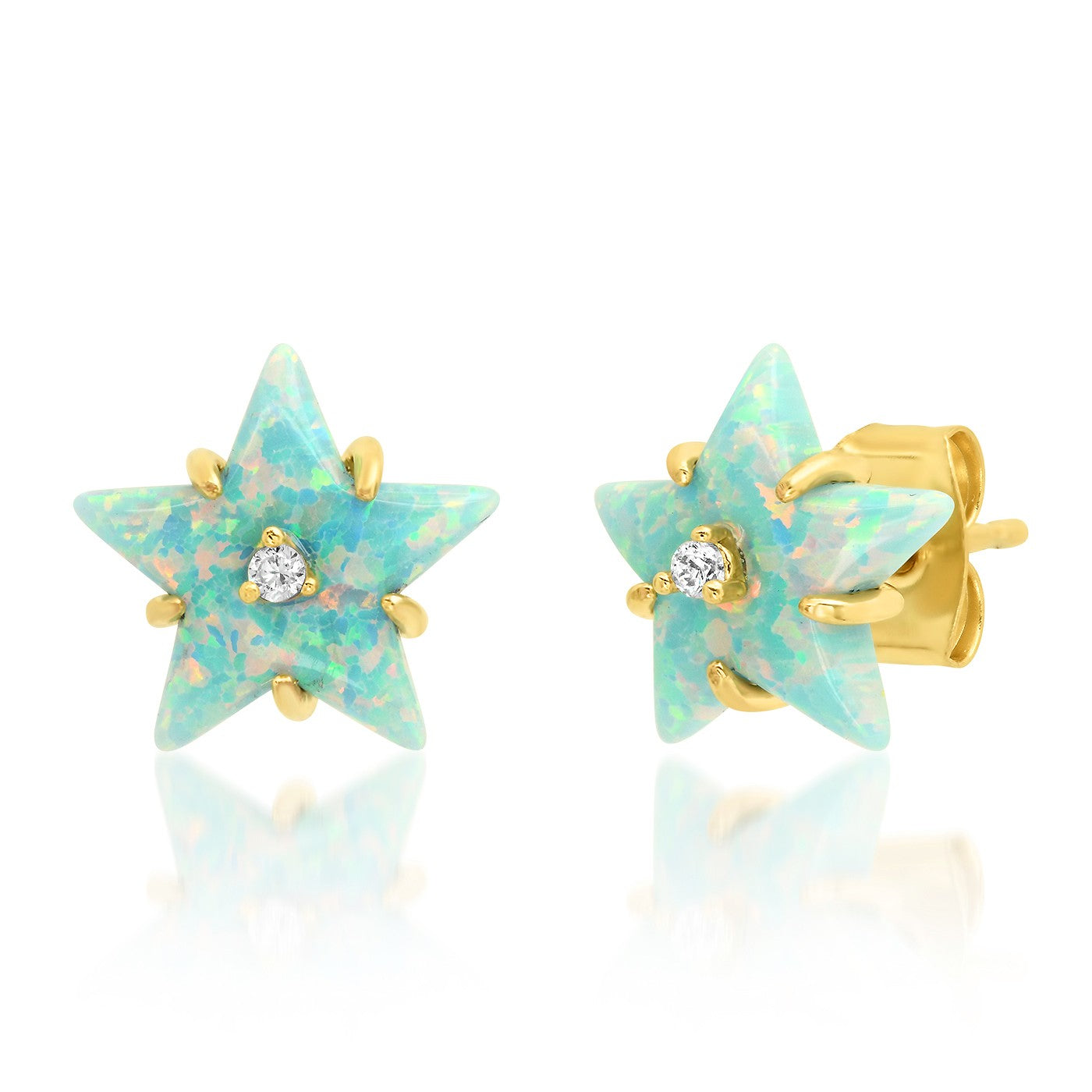 title:Simulated Opal Star Stud Earrings;color:G/OP03