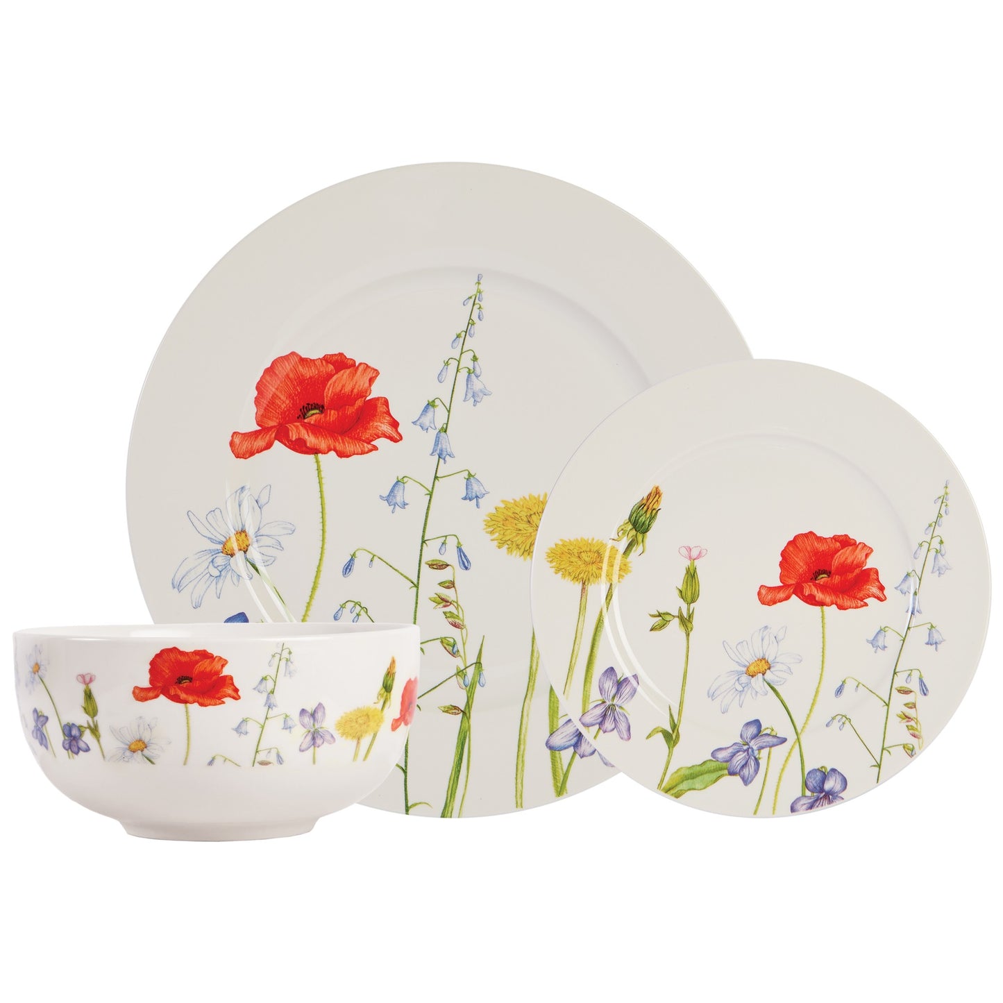 title:Safdie & Co. Dinnerset 12PC New Bone Wildflowers;color:Multi