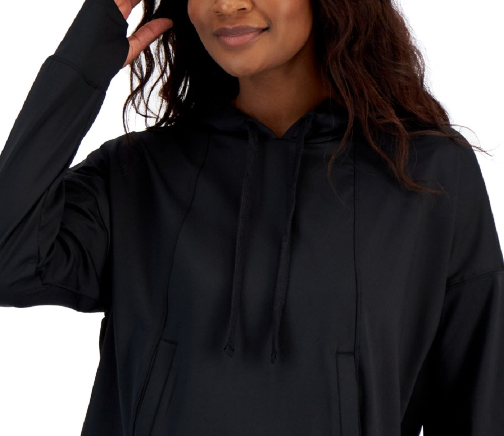 ID Ideology Women's Relaxed Solid Techy Hoodie Black Size Medium