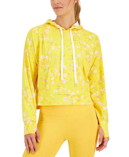 ID Ideology Women's Relaxed Pansy Techy Hoodie Yellow Size Medium