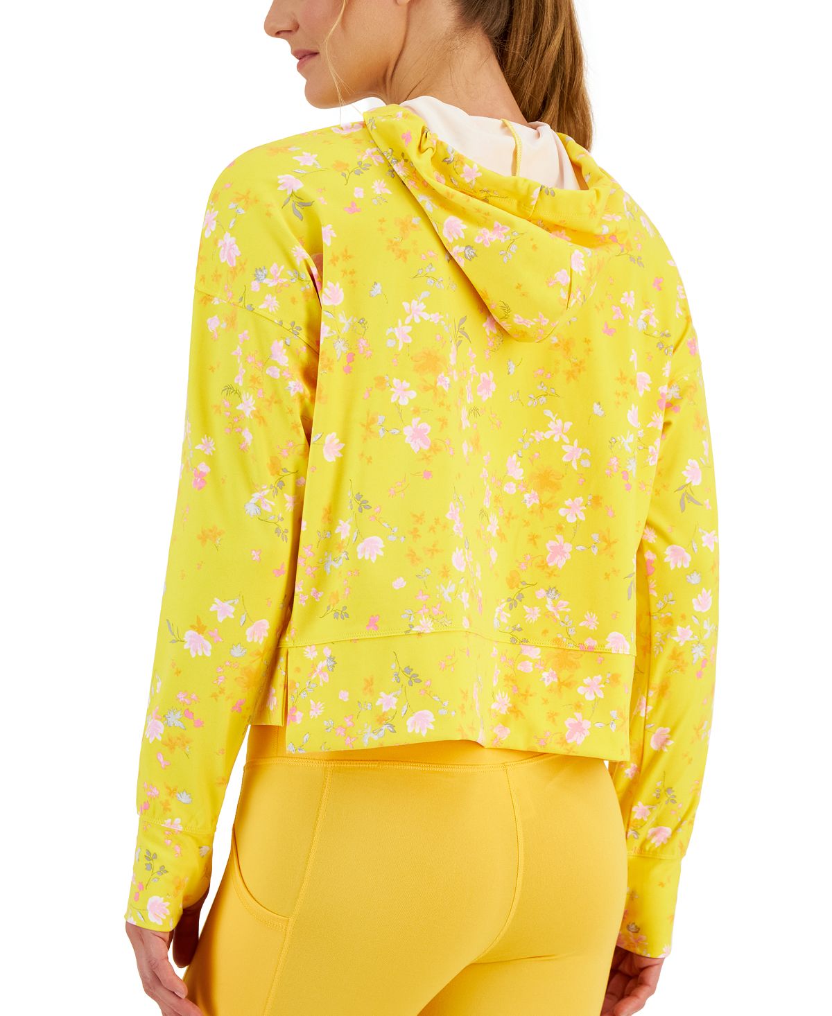 ID Ideology Women's Relaxed Pansy Techy Hoodie Yellow Size Medium