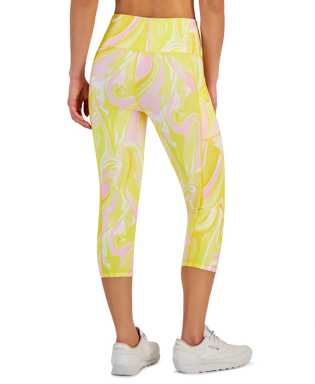 ID Ideology Women's Compression Side Pocket Cropped Leggings Yellow Size X-Large