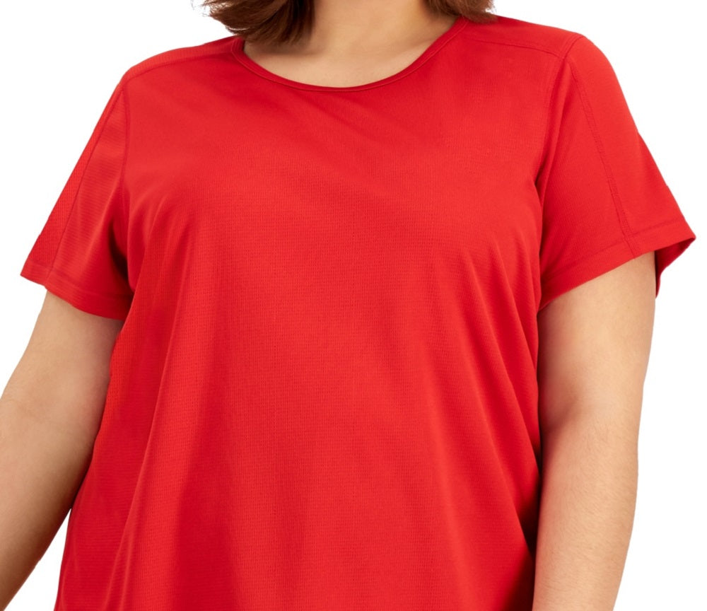 ID Ideology Women's Birdseye Mesh T-Shirt Red Size 1X