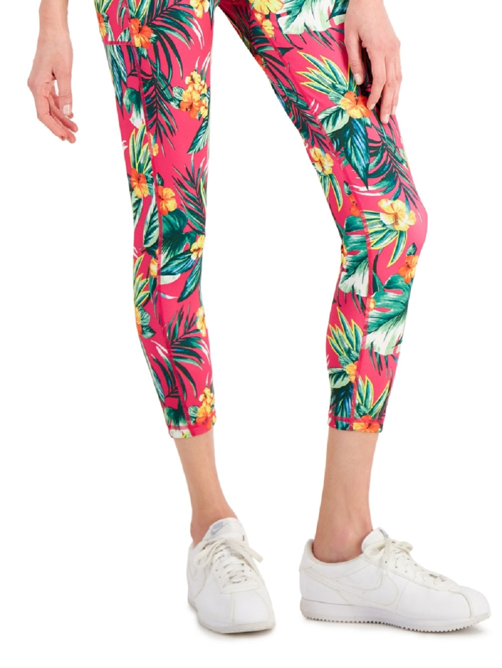 ID Ideology Women's Tropical Side Pocket 7/8 Leggings Pink Size X-Large