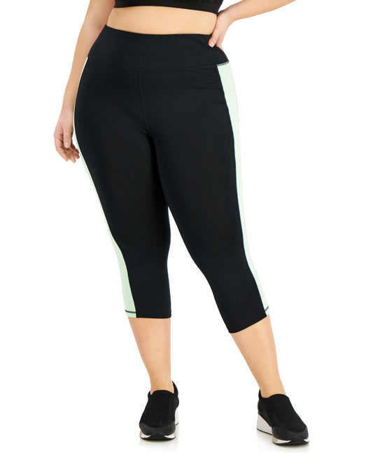 ID Ideology Women's Colorblocked Capri Leggings Green Size 1X