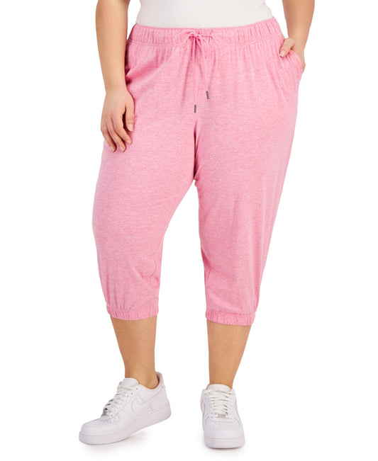 ID Ideology Women's Cropped Jogger Pants Pink Size 1X