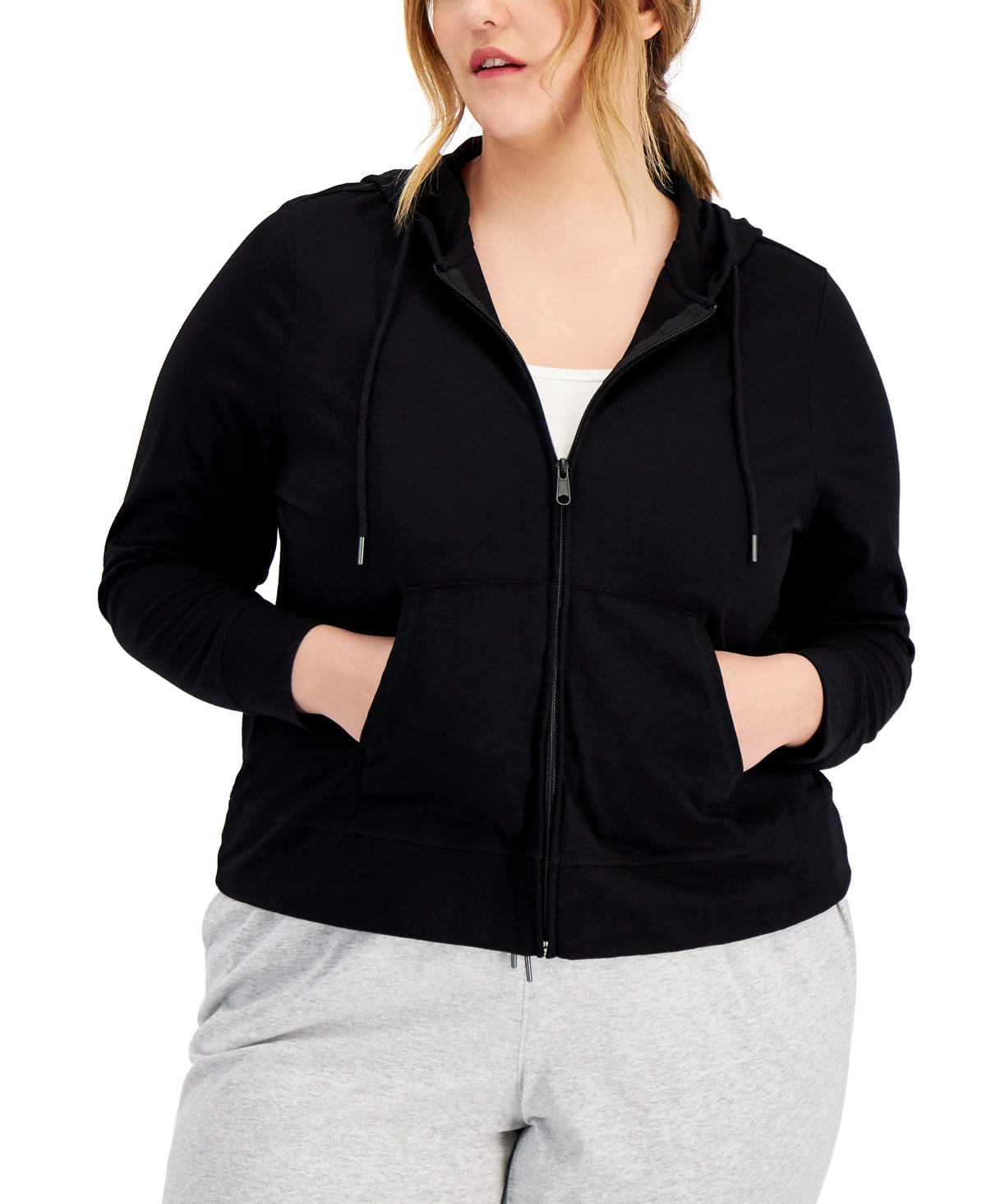 ID Ideology Women's Full Zip Hooded Jacket Black Size 3X