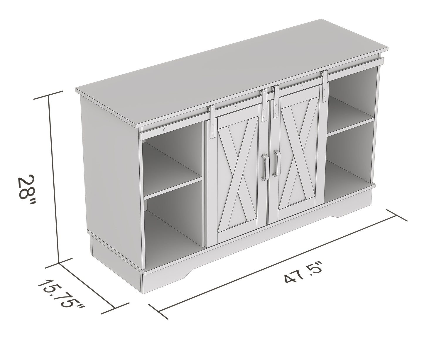 Safdie & Co. Tv Stand 48L Brown Reclaimed Wood 2 Sliding Doors 3 Shelves