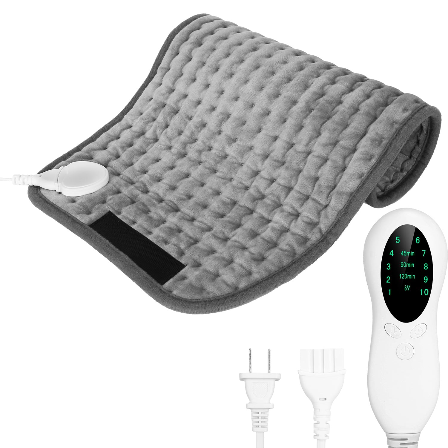 title:11.41x24.41in Electric Heating Pad for Back Abdomen Shoulder with 10 Adjustable Temperature Smart Timer Setting Therapy Pain Relief Pad;color:Gray