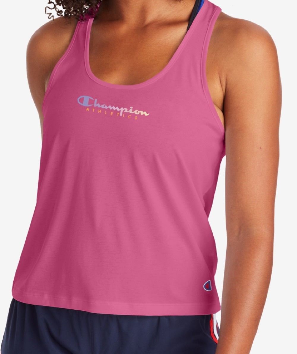 Champion Women's Racerback Logo Tank Top Pink Size Medium