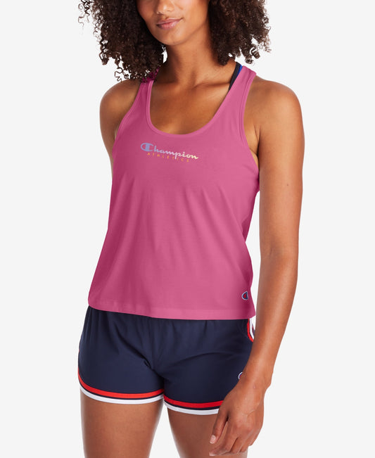 Champion Women's Racerback Logo Tank Top Pink Size Medium