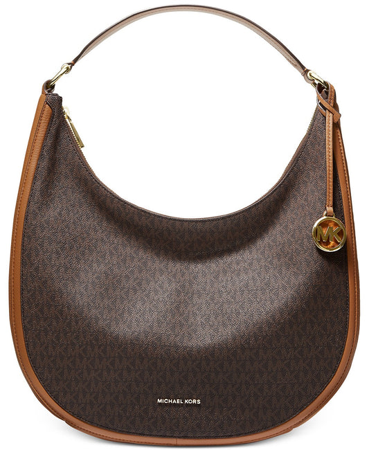 title:Michael Kors Women's Brown & Acorn Lydia Large Hobo Bag;color:Brown / Acorn