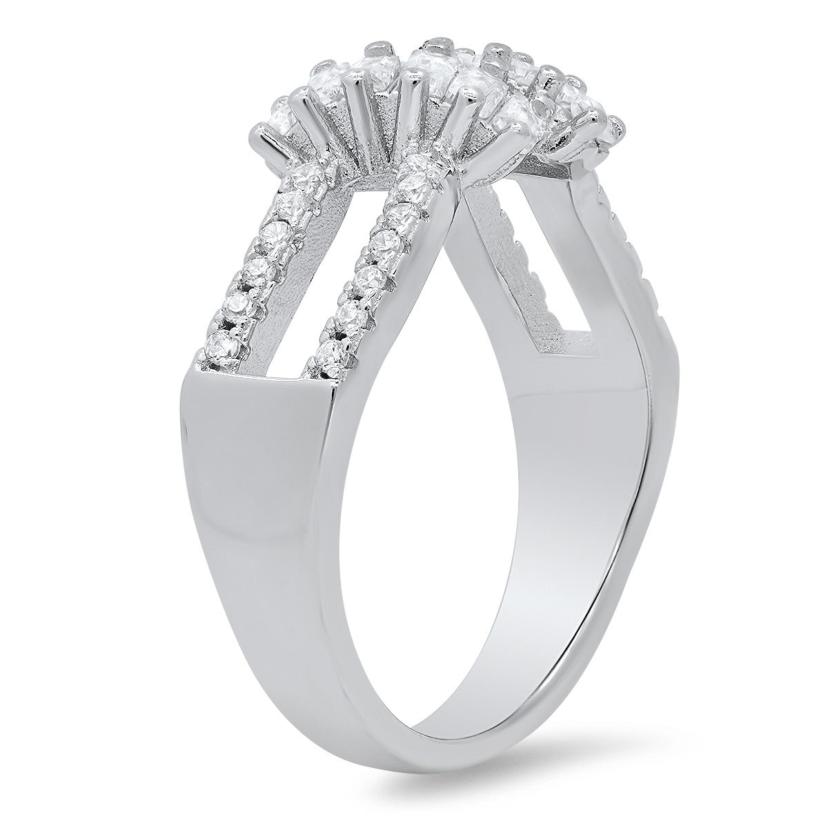 Sterling Silver Baguette-cut CZ Twist Ring