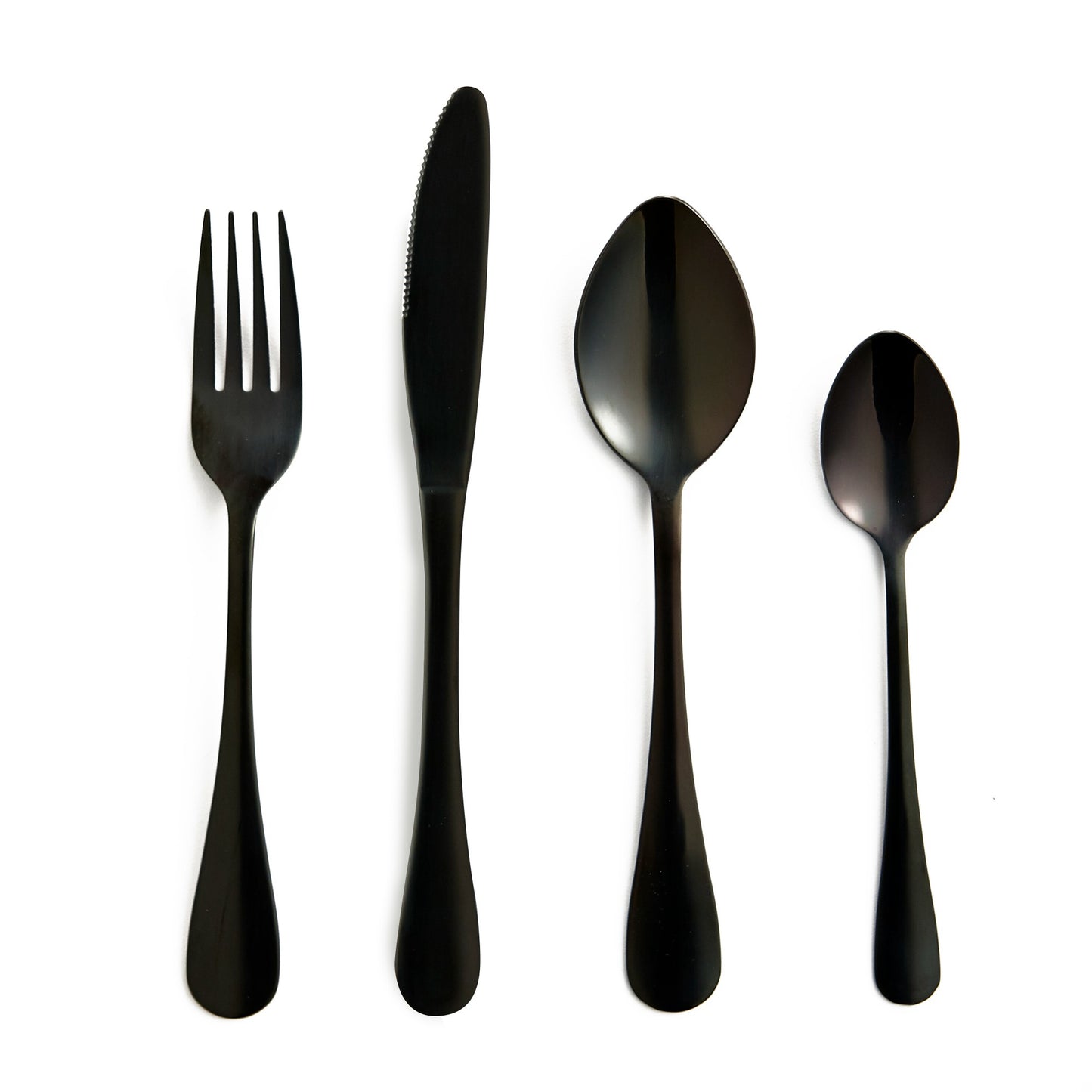 Safdie & Co. Silverware Flatware Cutlery Stainless Steel Black Onyx Round 16 piece Set