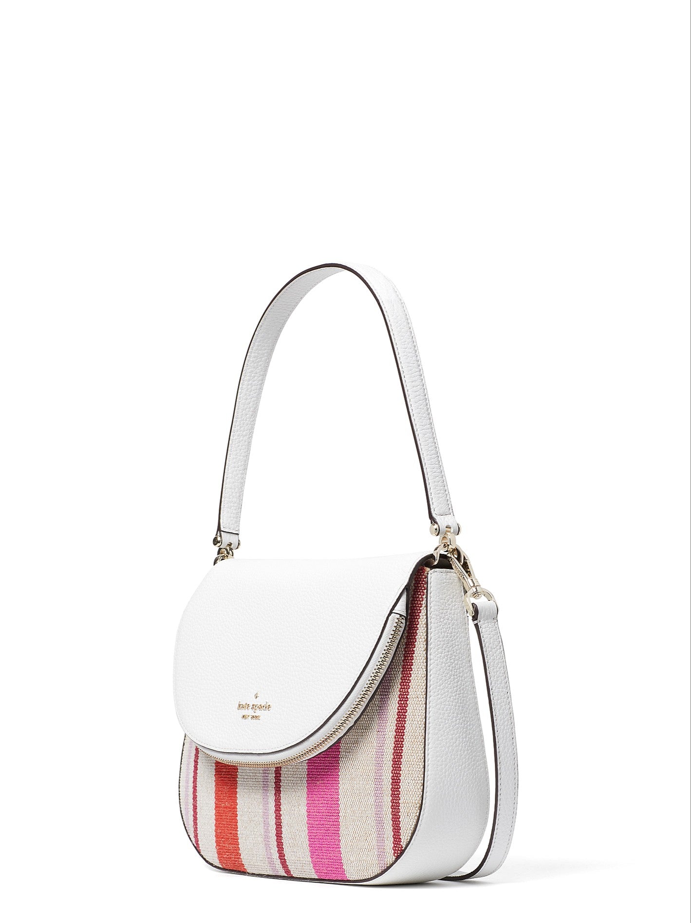 Kate Spade Leila Striped Canvas Medium Flap Shoulder Bag