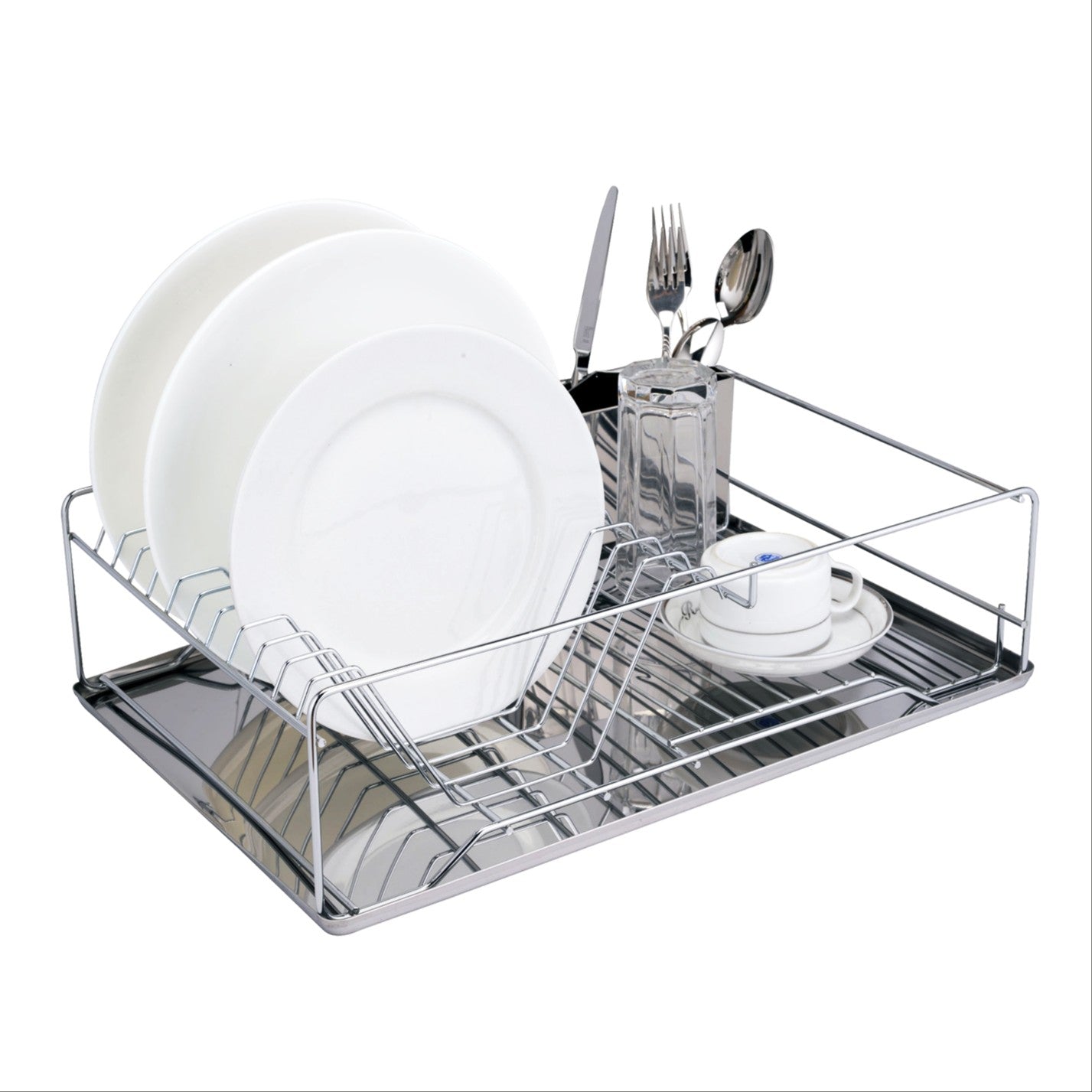 Dish Drying Rack- Multifunctional Dish Rack for Kitchen Counter, Anti-Rust Drying Dish Rack with Cutlery & Cup Holders (19"x13"x5")