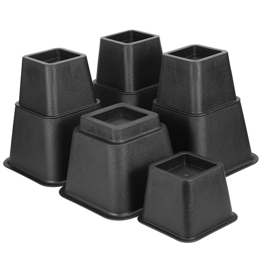 title:8Pcs Furniture Risers 500kg 1100lbs Capacity Bed Lifters Adjustable Couch Table Chair Risers;color:Black