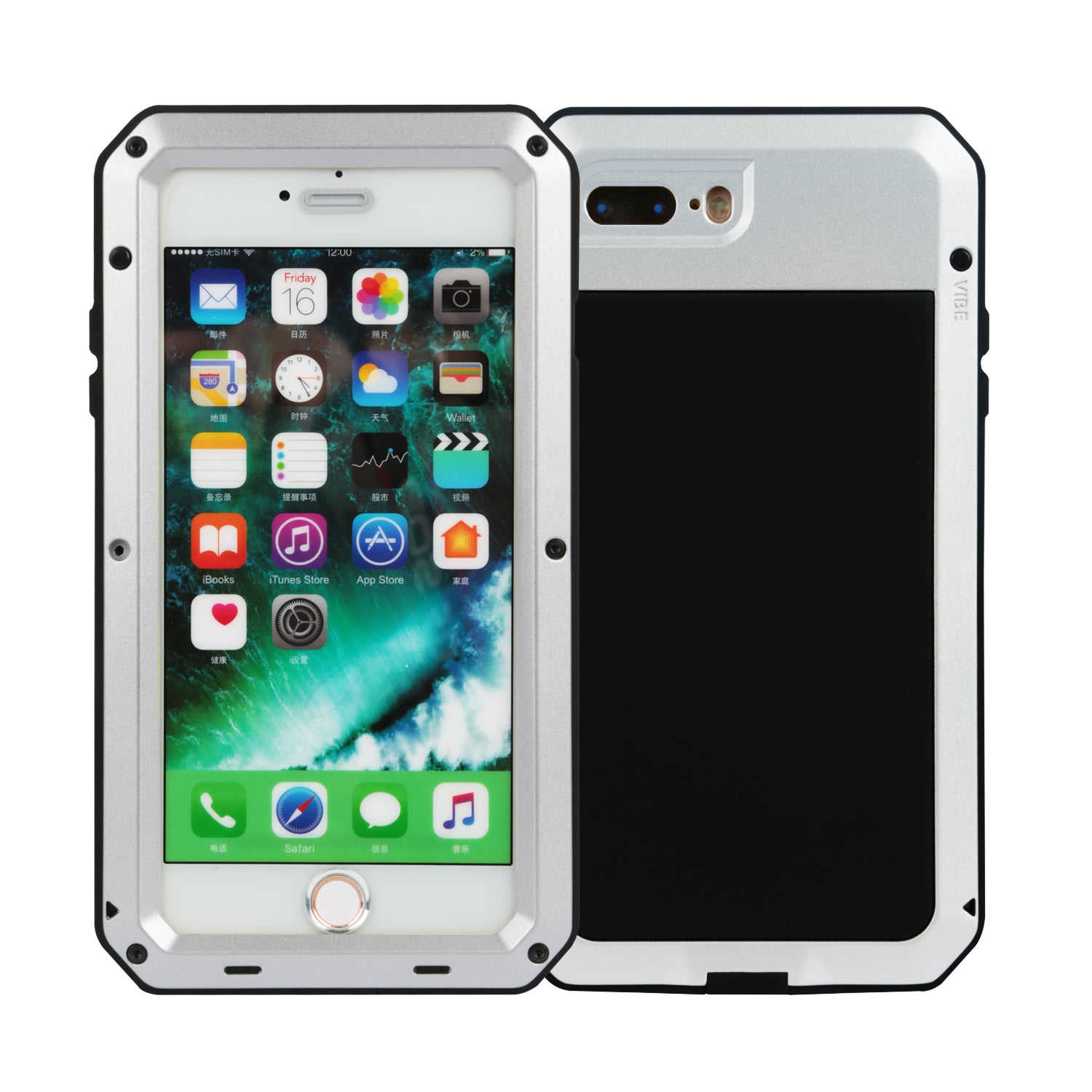 title:Rugged Shock-Resistant Hybrid Full Cover Case For iPhone 7 Plus;color:Silver