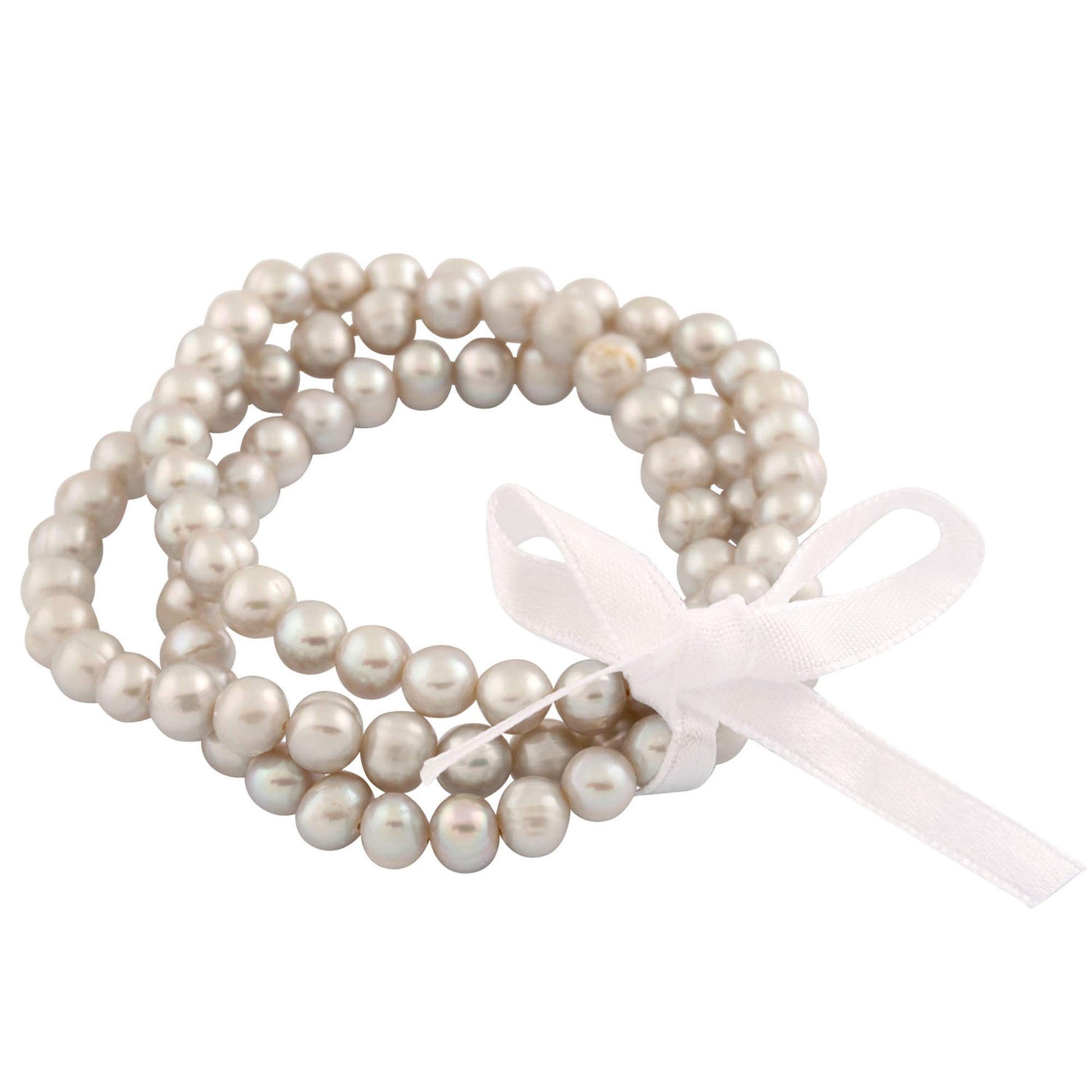 title:Splendid Pearls Set Of 3 Gray Elastic Bracelets;color:Gray