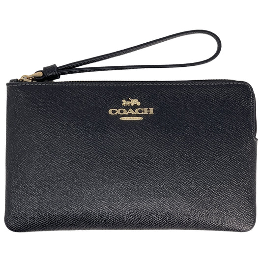 title:Coach Women's Large Corner Zip Wristlet;color:Black