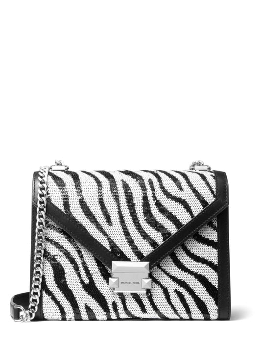 Michael Kors Whitney Large Zebra Sequined Convertible Shoulder Bag