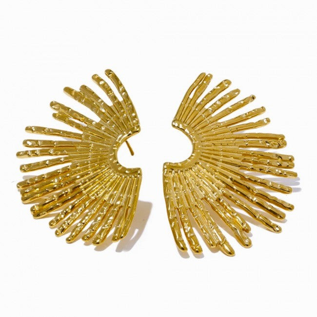 title:18K Gold Plated Starburst Statement Earrings;color:Gold