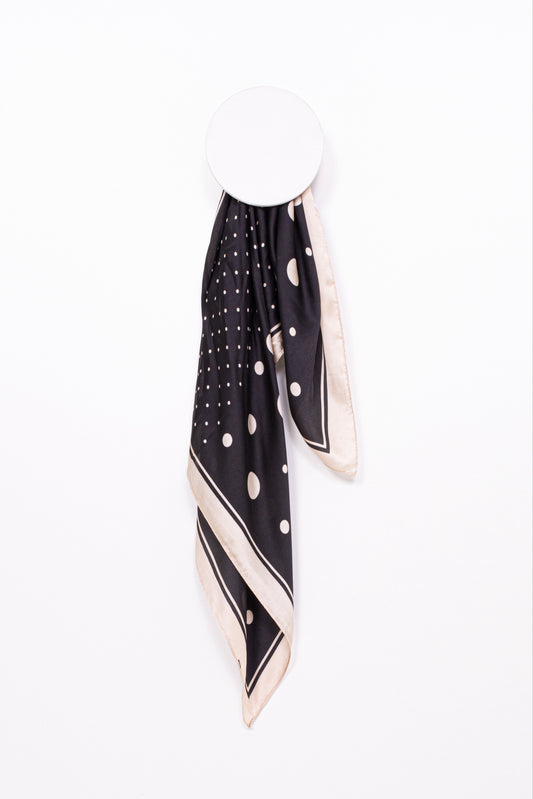 di firenze Silk Feel Polkadot Print Square Neck Scarf